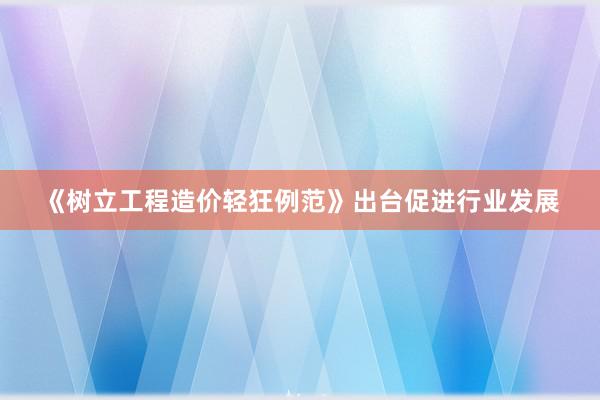 《树立工程造价轻狂例范》出台促进行业发展